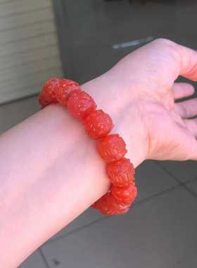 保山南红柿子红雕刻手串珠宝饰品diy配饰精美礼品时尚百搭时尚
