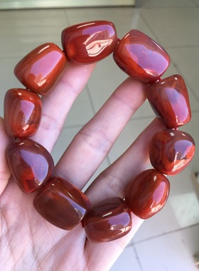 精品川料南红玛瑙大尺寸随行型手串牛血红火焰纹18㎜霸气十足复古