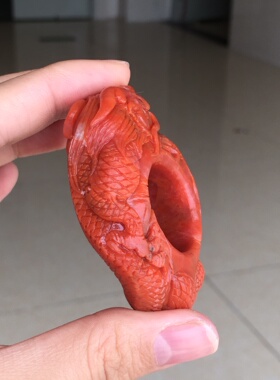 川料南红玛瑙扳指龙霸气侧漏22.5㎜男女款收藏级别雕工很漂亮