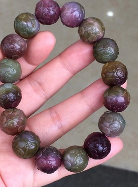 盐源雕刻十二生肖马手串单珠多宝文玩饰品1234567890㎜手链百搭款