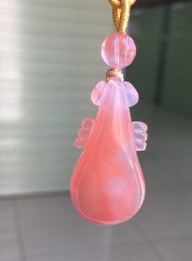 川料南红玛瑙特色冰飘花琵琶DIY手工编织项链男女款玉石收藏级别