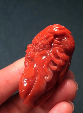 川料南红精雕龙吊坠盐源玛瑙耳坠环戒指天珠三通复古背云流行时尚