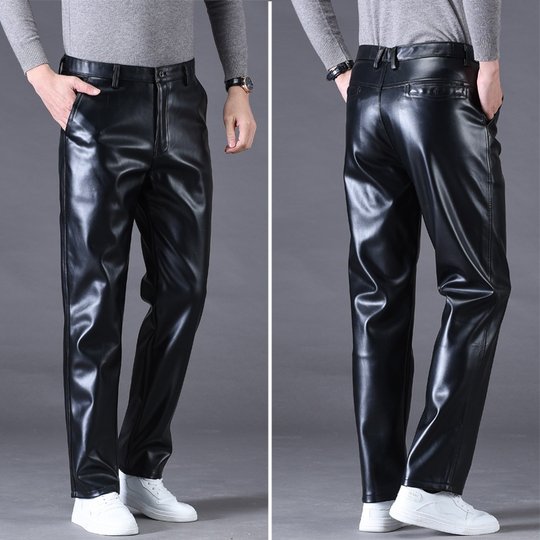 皮裤男士防风秋冬季摩托车加绒加厚保暖薄款中老年防水骑行穿裤子