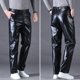 皮裤男士防风秋冬季摩托车加绒加厚保暖薄款中老年防水骑行穿裤子