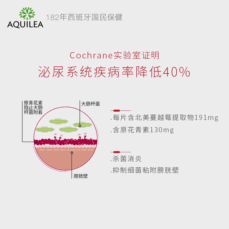 aquilea蔓越莓30片子宫卵巢保养 Aquilea海外蔓越莓