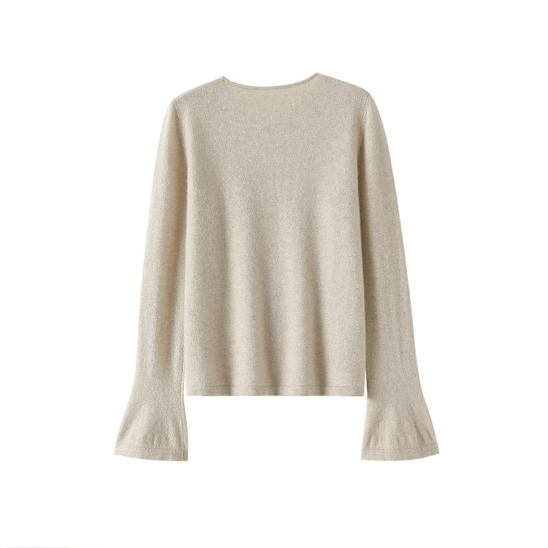 启超纯粹的好看~镂空珍珠扣100%纯山羊绒衫女喇叭袖羊绒毛衣秋冬,淘宝优惠券,粉丝福利购,淘宝优惠卷