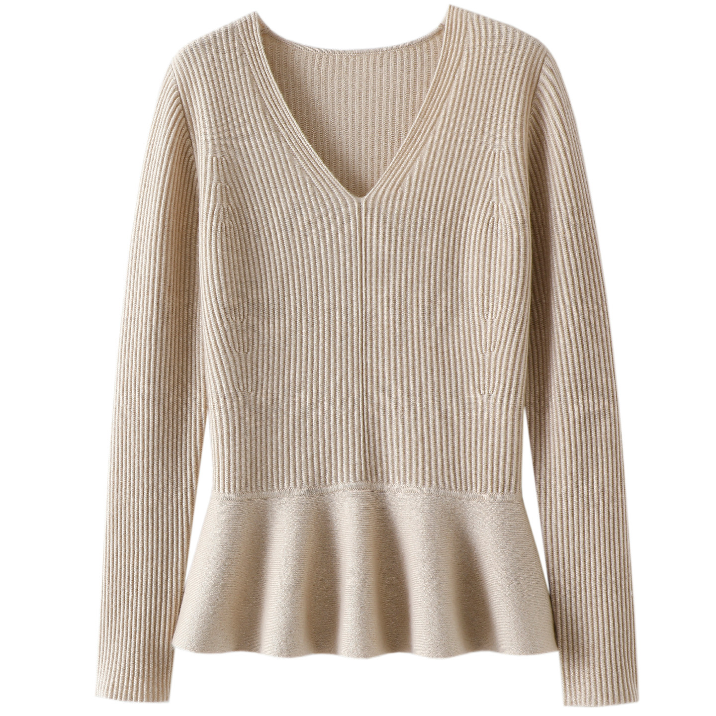 喜欢到心尖上了~加厚100%纯山羊绒衫女V领荷叶花边纯羊绒毛衣秋冬,淘宝优惠券,粉丝福利购,淘宝优惠卷