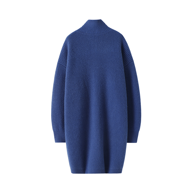 时髦行走!大克重加厚100%纯山羊绒衫立领中长款宽松针织开衫外套 - 图2