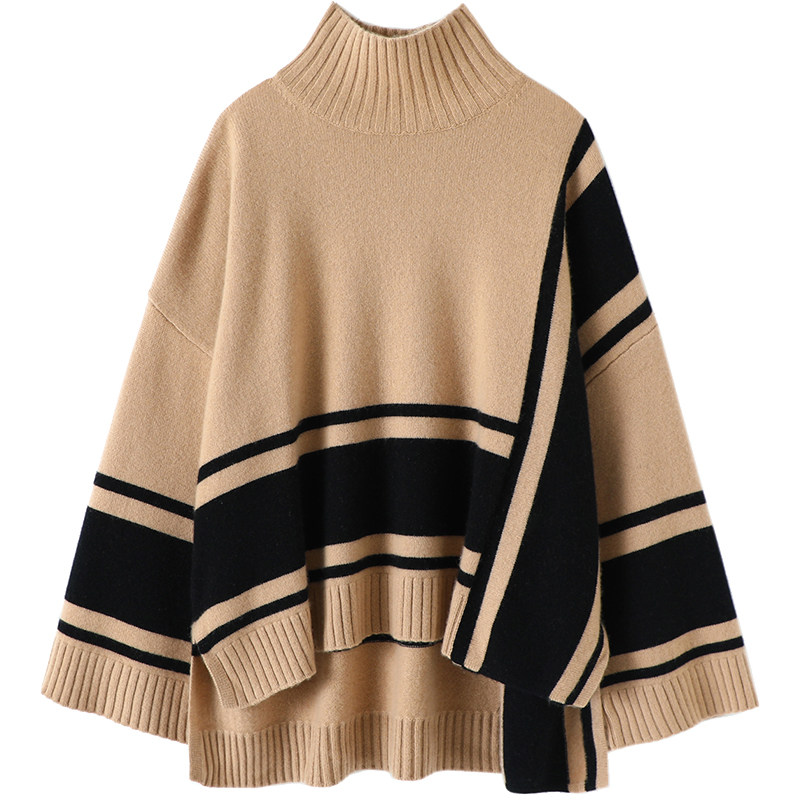 有范爱到爆！2024新款加厚100%纯山羊绒衫女高领落肩针织衫慵懒风,淘宝优惠券,粉丝福利购,淘宝优惠卷