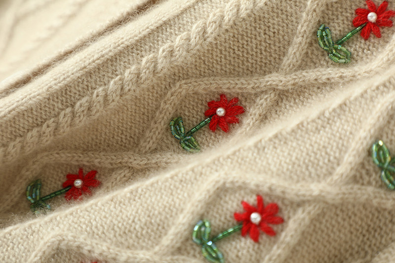 美奢到炸裂啊！重工手绣！羊绒开衫女纯羊绒毛衣长款包臀裙子套装,淘宝优惠券,粉丝福利购,淘宝优惠卷