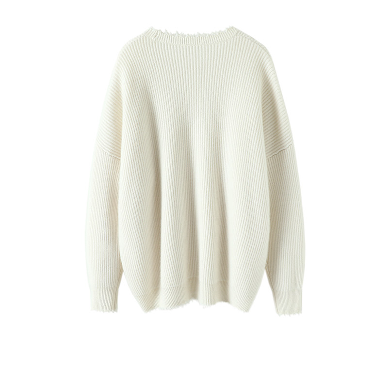 爱不释手！粉白剪口加厚100%纯山羊绒衫女圆领纯羊绒毛衣慵懒风,淘宝优惠券,粉丝福利购,淘宝优惠卷