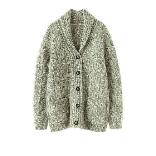 重磅 男女同款 自信洒脱！加厚羊绒开衫女粗棒针纯羊绒毛衣外套冬 - 图2