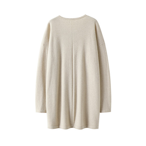 满身气质感~中长款圆领100%纯山羊绒开衫女毛衣针织外套秋冬新款 - 图2