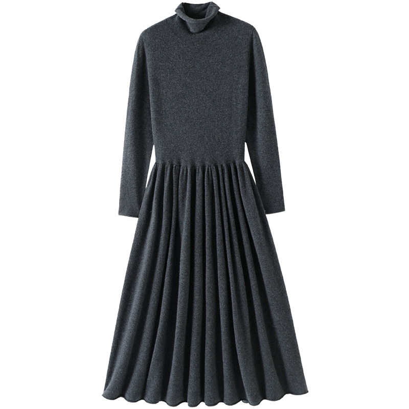 气质加持！大克重100%纯山羊绒连衣裙子女高领修身长款大摆裙新款,淘宝优惠券,粉丝福利购,淘宝优惠卷