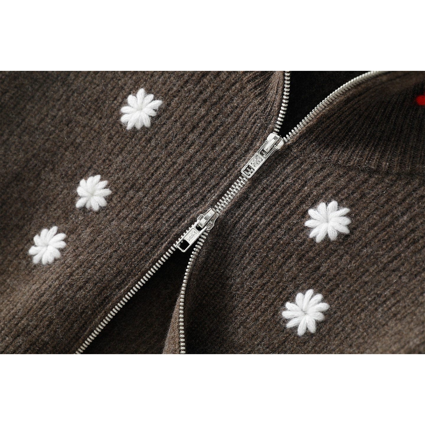 耀眼！时尚当道~纯手工绣花加厚100%纯山羊绒拉链开衫女高领外套,淘宝优惠券,粉丝福利购,淘宝优惠卷