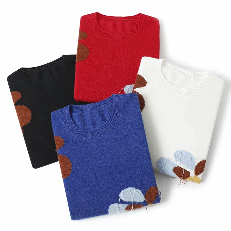 太美了吧！圆领100%纯山羊绒衫女宽松纯羊绒毛衣针织衫秋冬新款,淘宝优惠券,粉丝福利购,淘宝优惠卷