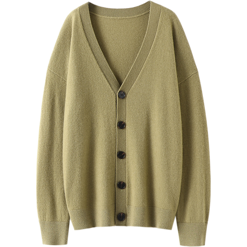 自在简括~随性舒适V领羊绒开衫女纯羊绒毛衣针织开衫外套宽松秋冬 - 图3