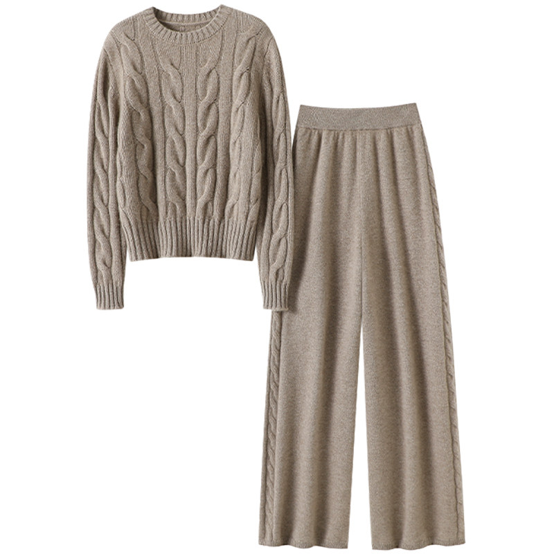 穿搭是种态度！加厚100%纯山羊绒衫女纯羊绒毛衣针织休闲直筒裤子,淘宝优惠券,粉丝福利购,淘宝优惠卷