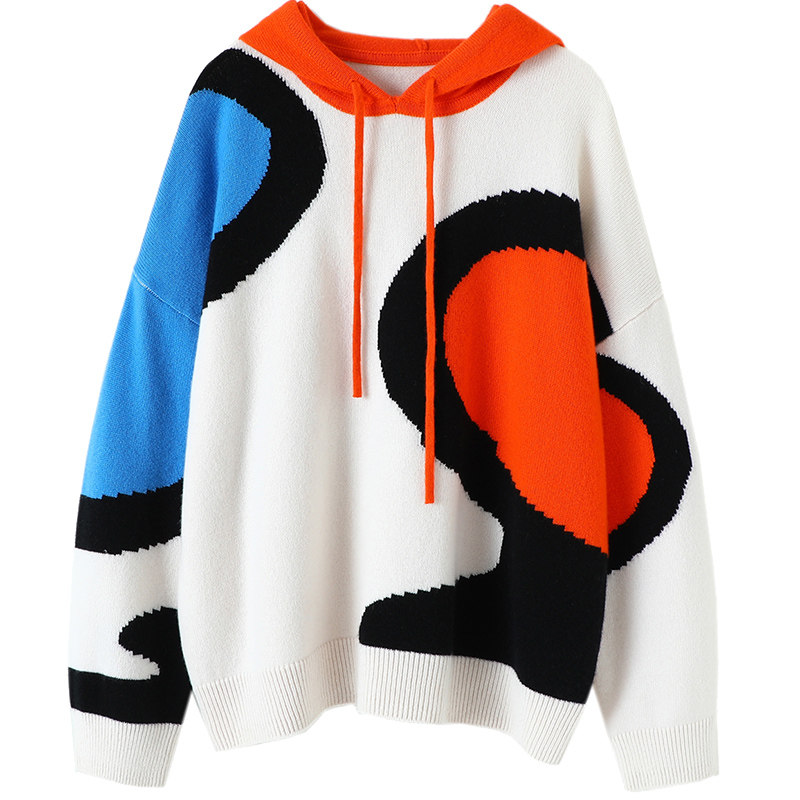 时髦心向阳光~加厚连帽羊绒衫女卫衣带帽纯羊绒毛衣拼色宽松帽衫,淘宝优惠券,粉丝福利购,淘宝优惠卷