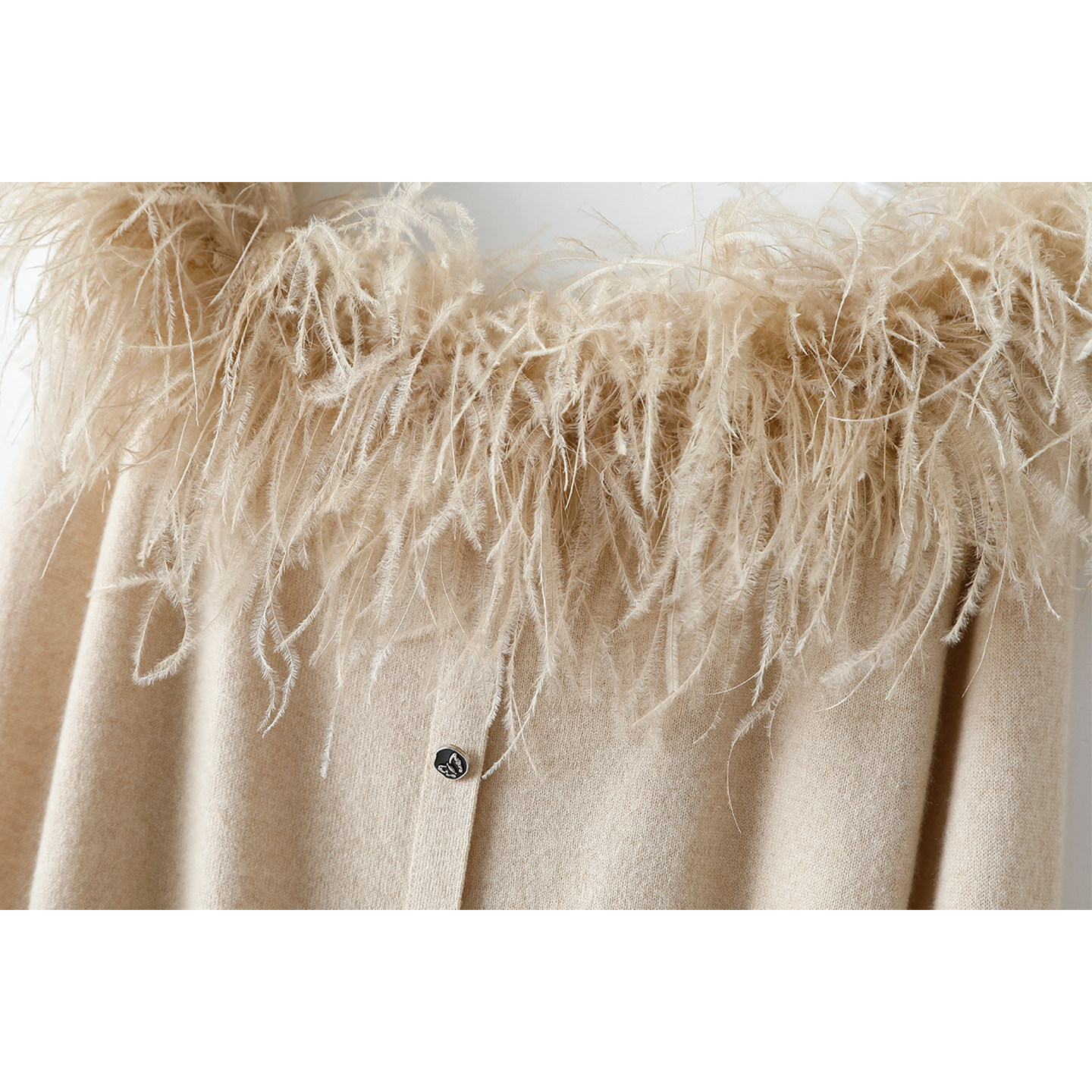 哇~太惊艳了！鸵鸟毛100%纯山羊绒衫女一字领半身包臀裙子套装,淘宝优惠券,粉丝福利购,淘宝优惠卷