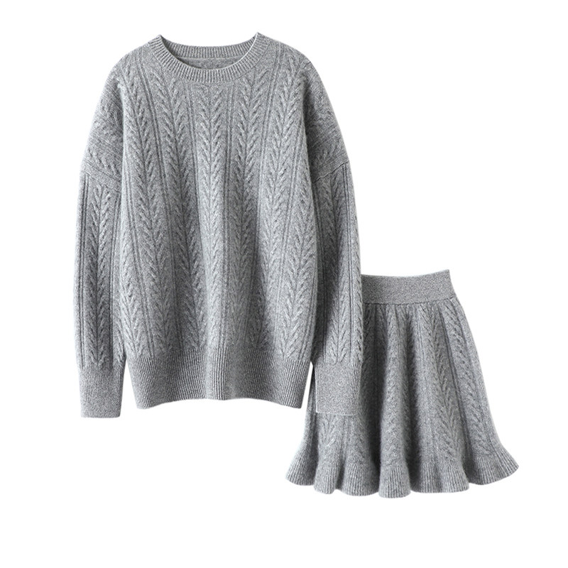 火的不行！绞花加厚山羊绒衫100纯羊绒女圆领短裙羊绒套装秋冬,淘宝优惠券,粉丝福利购,淘宝优惠卷