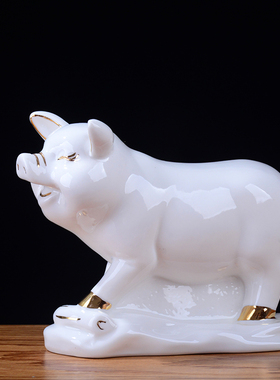 龙蛇白色陶瓷12生肖风水装饰摆件