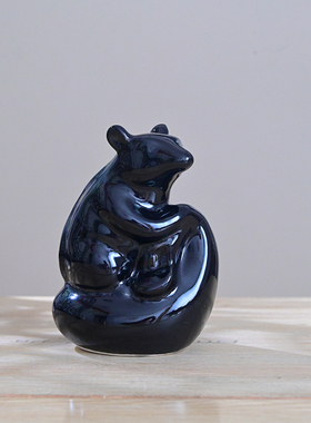 红色全陶瓷器小老鼠摆件十二生肖摆设家居客厅一对办公装饰工艺品