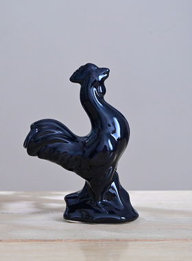 红色陶瓷工艺品生肖一对小公母鸡摆件创意可爱属相红冠鸡吉祥装饰