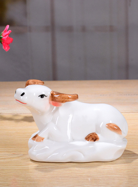 黄色大号卧牛摆件招财工艺陶瓷客厅玄关办公室书房玄关客厅装饰品