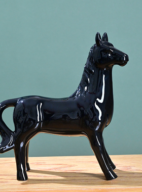 白色陶瓷马摆件十二生肖招财镇宅吉祥物客厅立马发财骏家居装饰品