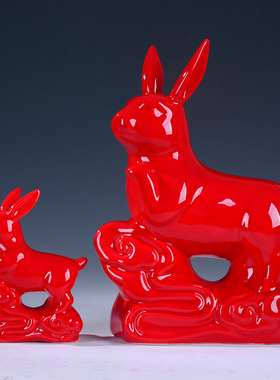 红色陶瓷十二生肖吉祥招财装饰品