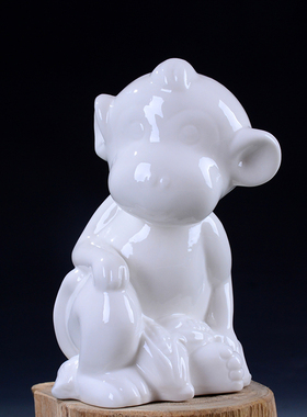 陶瓷公鸡摆件安宅工艺品家居装饰品办公室桌面生肖吉祥白色鸡摆设