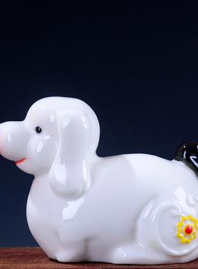 陶瓷12生肖风水白色龙蛇小摆件