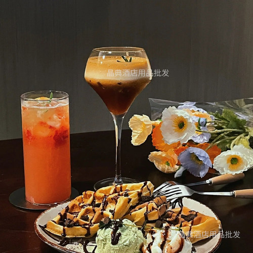 水晶玻璃红酒杯高脚杯绽放葡萄酒杯气泡酒杯特调饮料杯饮品咖啡杯 - 图1