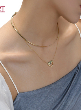 瑞红莫桑石925银女平安锁项链