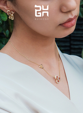 瑞红纯银镀金锁骨链女项链