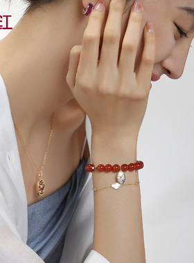 瑞红兔子纯银情侣项链