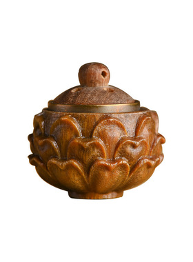 绿檀木古风莲花镂空香囊随身香熏吊坠diy钥匙扣挂件配件饰可开合