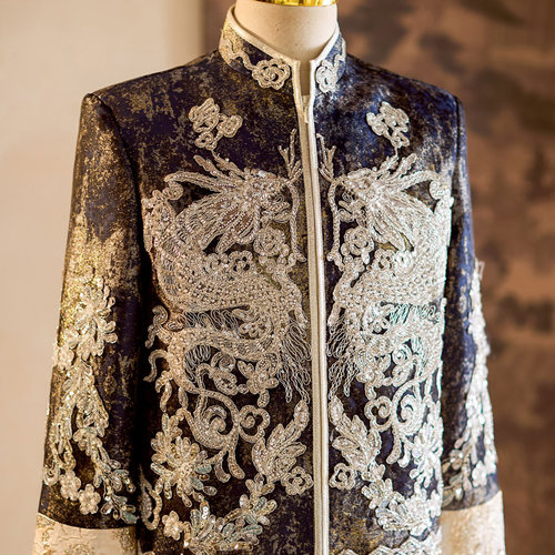 秀禾服男士婚服2025新款结婚礼服接亲服新郎中式婚礼敬酒服龙凤褂 - 图0