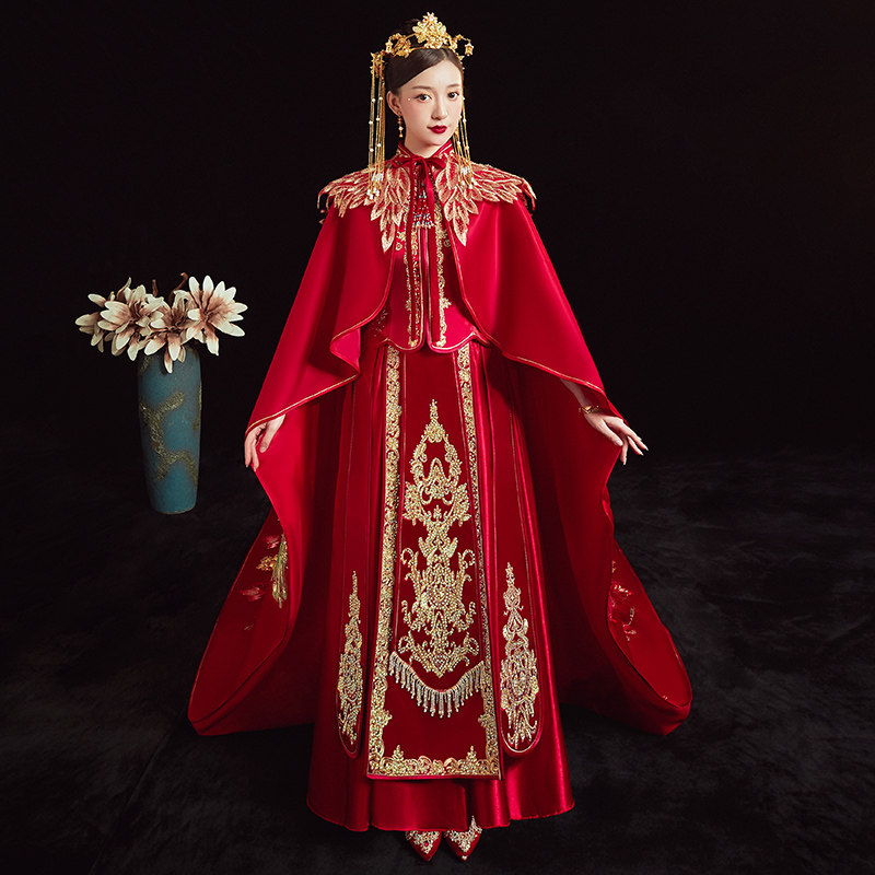秀禾服新娘2021新款大长中式披肩 依鸾围巾/丝巾/披肩