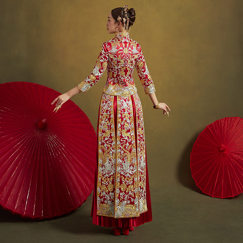 秀禾服2022夏季新款结婚中式婚纱 依鸾旗袍