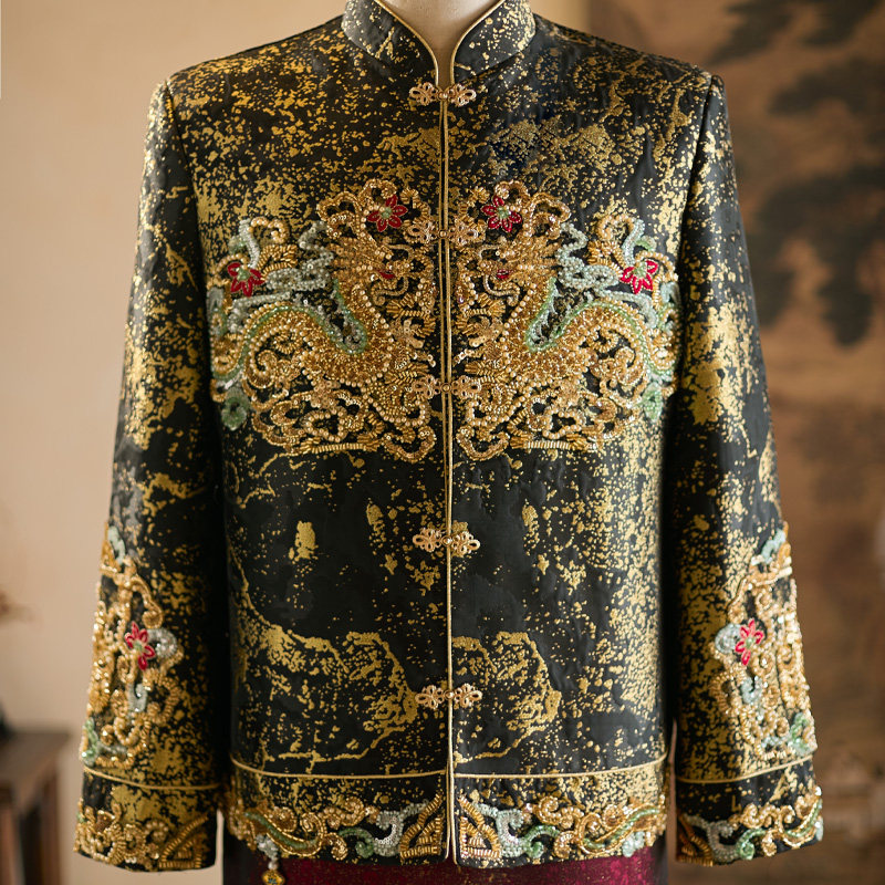 男士秀禾服2025新款高级结婚新郎黑色礼服敬酒服接亲中式婚服秀和,淘宝优惠券,粉丝福利购,淘宝优惠卷