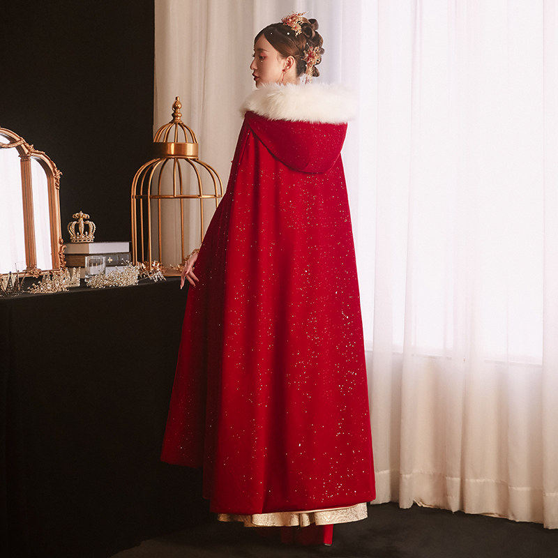 秀禾服结婚冬季新款中式新娘披风 依鸾围巾/丝巾/披肩