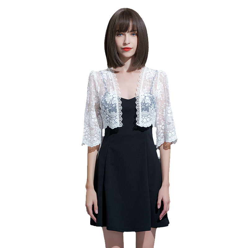 网纱刺绣小披肩女夏百搭短款薄开衫 悦吻短外套