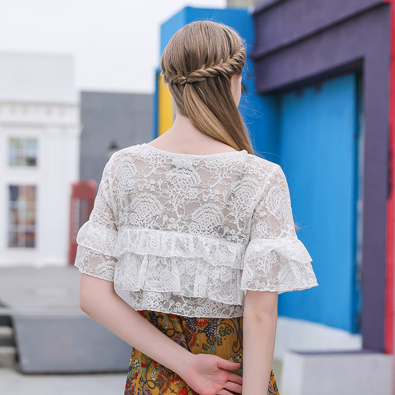 外搭夏薄款2022新款蕾丝防晒罩衫 悦吻蕾丝衫/雪纺衫