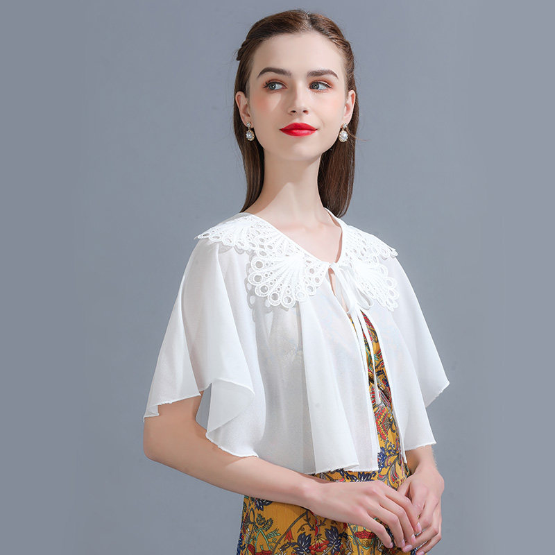 雪纺斗篷夏季配裙子2023新款小披肩 悦吻短外套