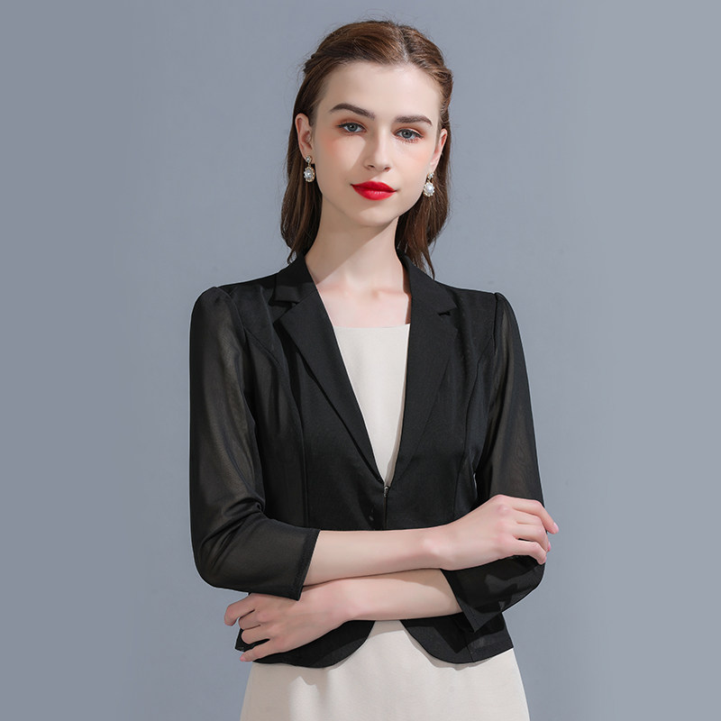 网纱ol职业小西装外套女夏短款开衫 悦吻西装