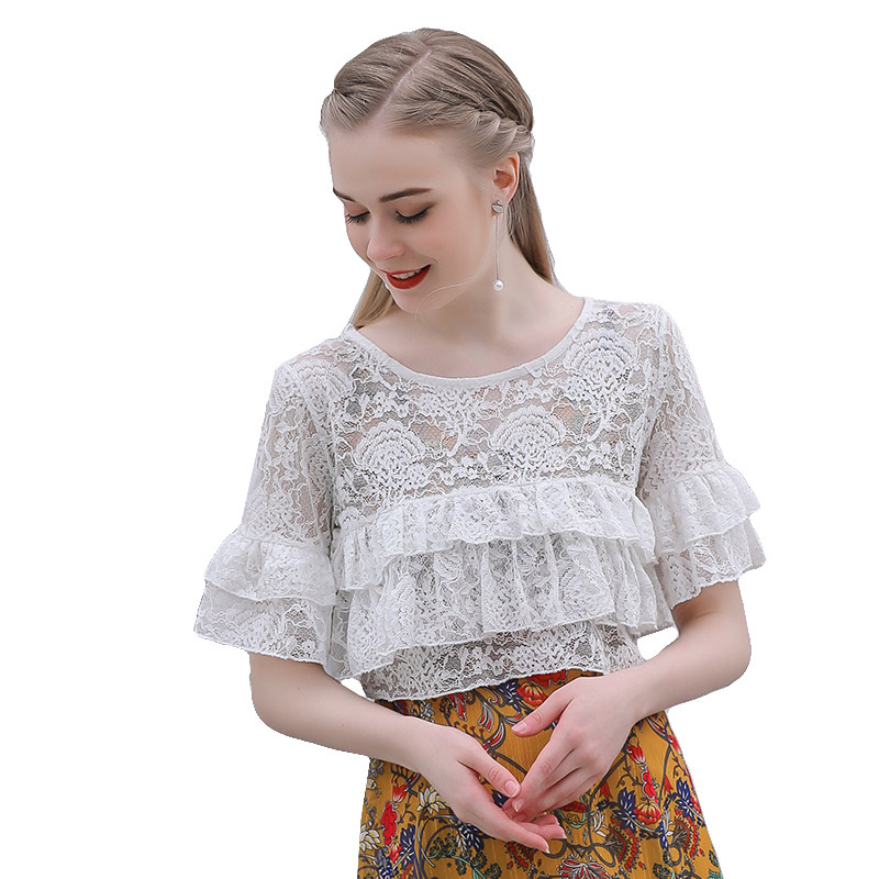 搭配的罩衫女宽松复古蕾丝夏吊带裙 悦吻短外套