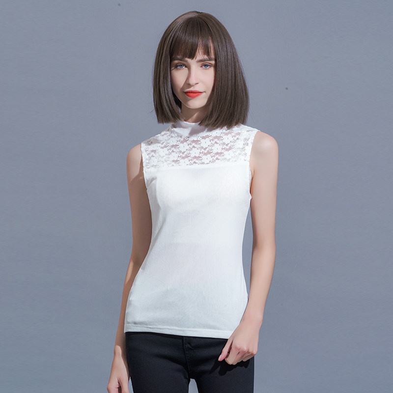 蕾丝半高领秋冬季修身高端无袖内搭 悦吻背心吊带