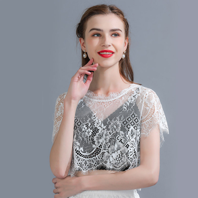 半截蕾丝夏薄款内搭短款2023小衫 悦吻蕾丝衫/雪纺衫